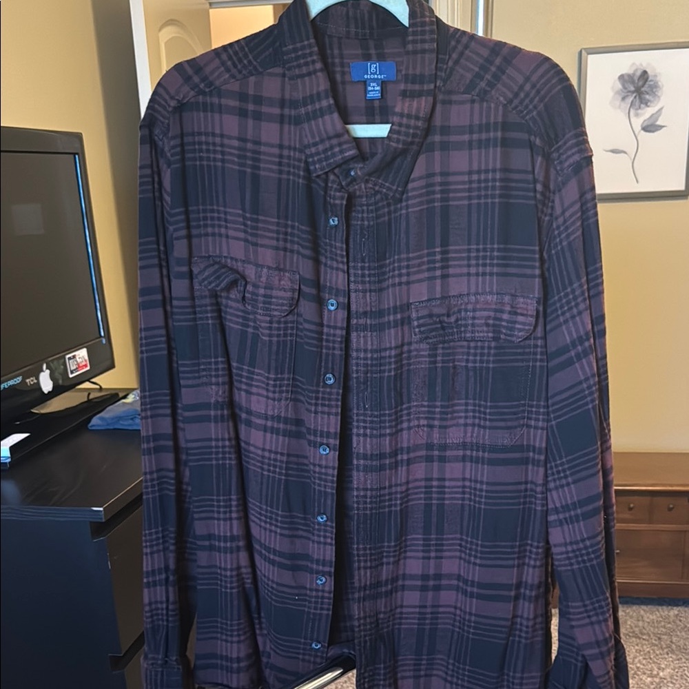 George Burgundy and Black Flannel Shirt